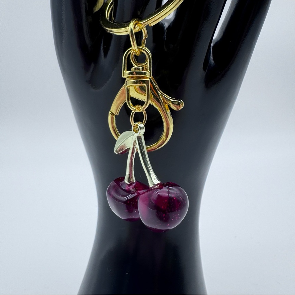 Handmade Cherry Keychains Choose Color - Picture 2 of 4